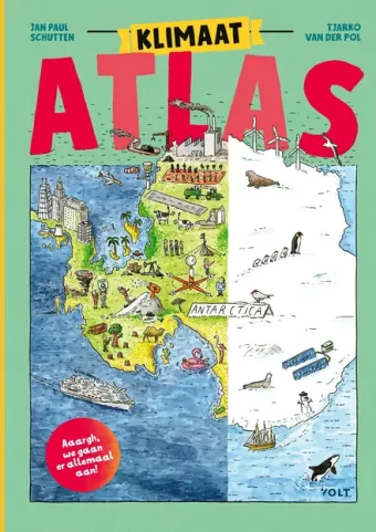 Cover van boek Klimaatatlas : aaargh, we gaan er allemaal aan!